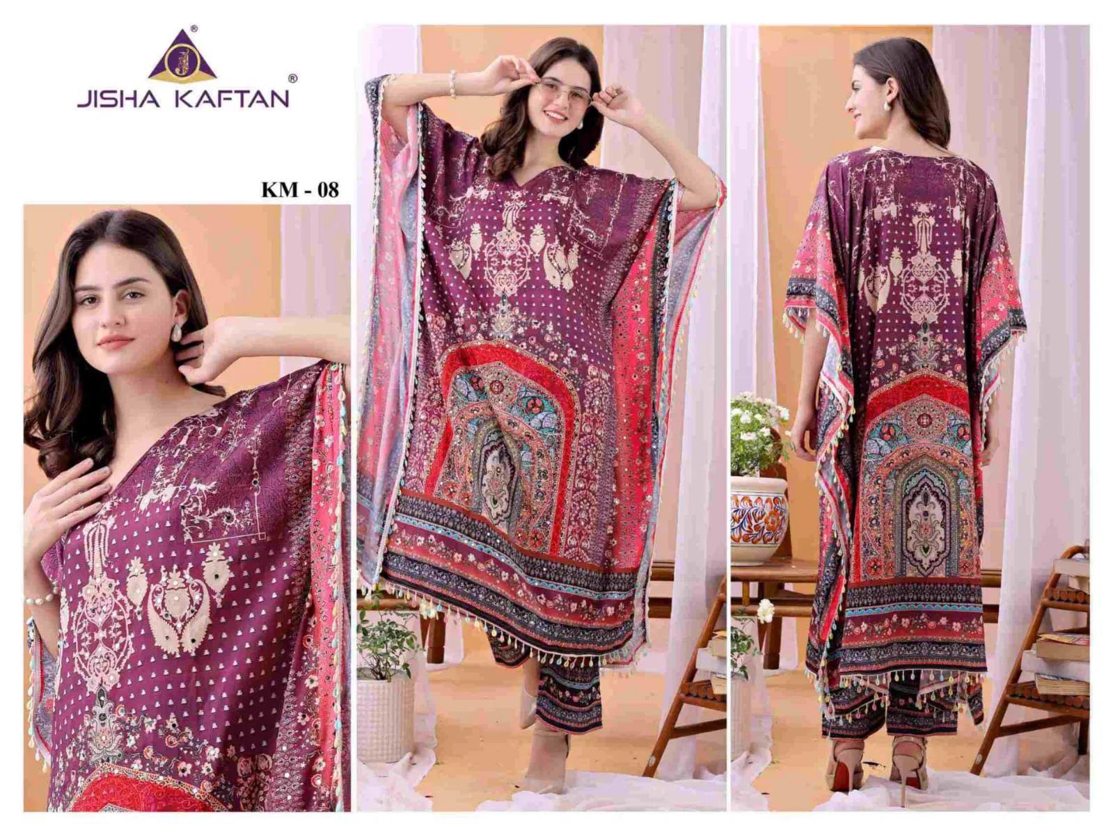 Jisha Kaftan Co Ord Set With Value Addition Volume 1 Poly Feather Silk Orders In India